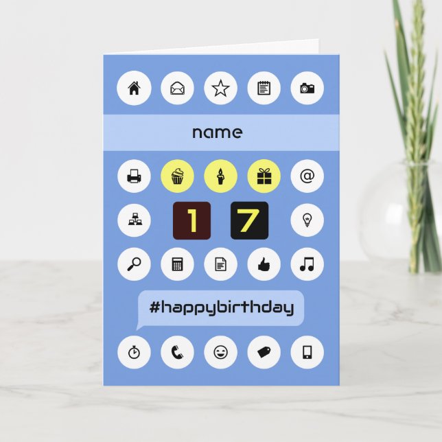 Carte Ajouter le nom 17e anniversaire informatique perso (Devant)