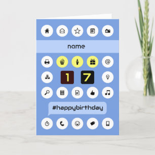 Carte Ajouter le nom 17e anniversaire informatique perso