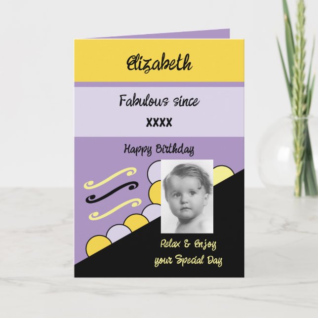 Carte Ajouter le nom de l'année photo jalon anniversaire (Devant)