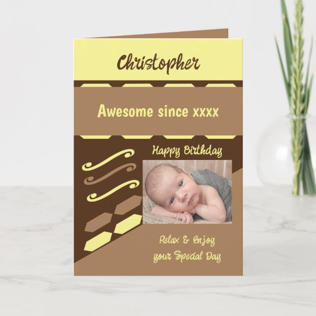 Carte Ajouter le nom de l'année photo jalon anniversaire (Devant)