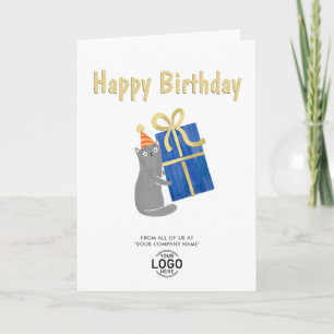 Carte Ajouter Logo Cute Chat Marine Bleu Cadeau Affaires