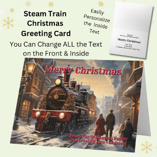 Carte Ajouter Nom de famille Train à vapeur Noël Ville N