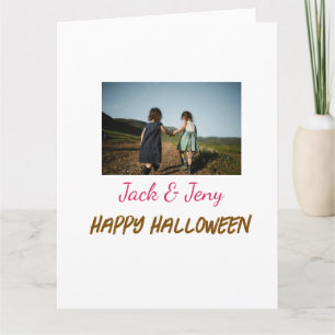 Carte ajouter nom photo texte Halloween enfants fille ga