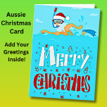 Carte Ajouter Texte de bienvenue Père Noël Beach Snorkel<br><div class="desc">Carte de voeux de Noël ou l'utiliser comme carte d'invitation - - - - Ajouter votre nom ou tout autre TEXTE - ou supprimer facilement tout texte - - Voir en magasin pour plus de cartes de Noël, Plaques de Noël, serviettes, etc et beaucoup plus de dessins australiens sur les...</div>