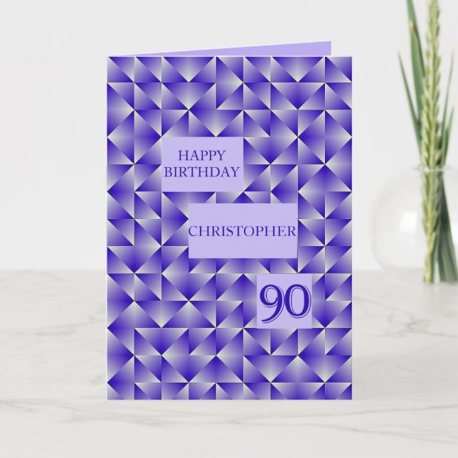 Carte Ajouter un nom 90e anniversaire avec des formes vi (Devant)