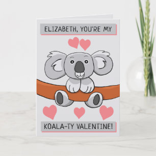 Carte Ajouter un nom Cute Koala-ty Valentine Salutation