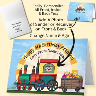 Carte Ajouter un nom Photo Image Enfant's Steam Train Bo