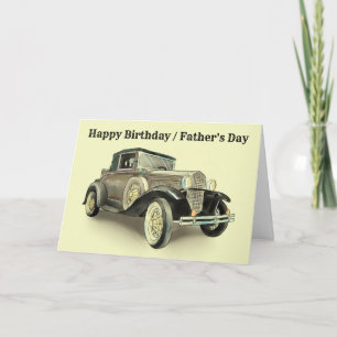 Carte Ajouter un nom Texte Vintage Voiture Anniversaire,