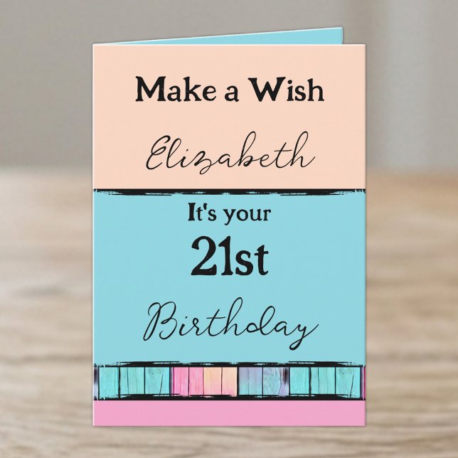 Carte Ajouter un nom turquoise 21e anniversaire (Créateur téléchargé)