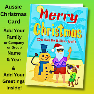 Carte Ajouter un texte de bienvenue Père Noël Beach Phot