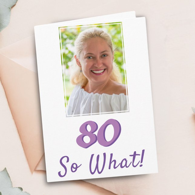 Carte Ajouter une photo 80 Et alors Positive 80e anniver (Créateur téléchargé)