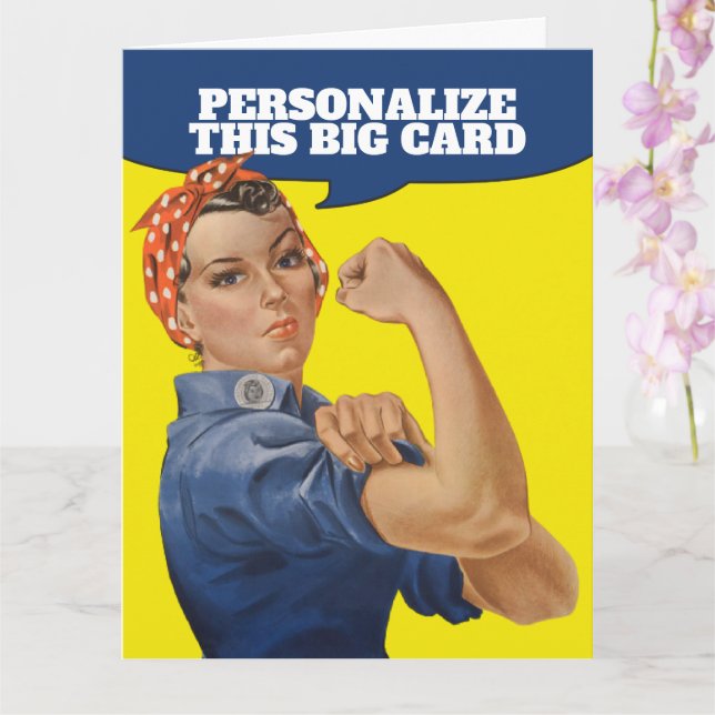 Carte Ajouter votre propre texte Rosie le Riveter Person (Orchidée)