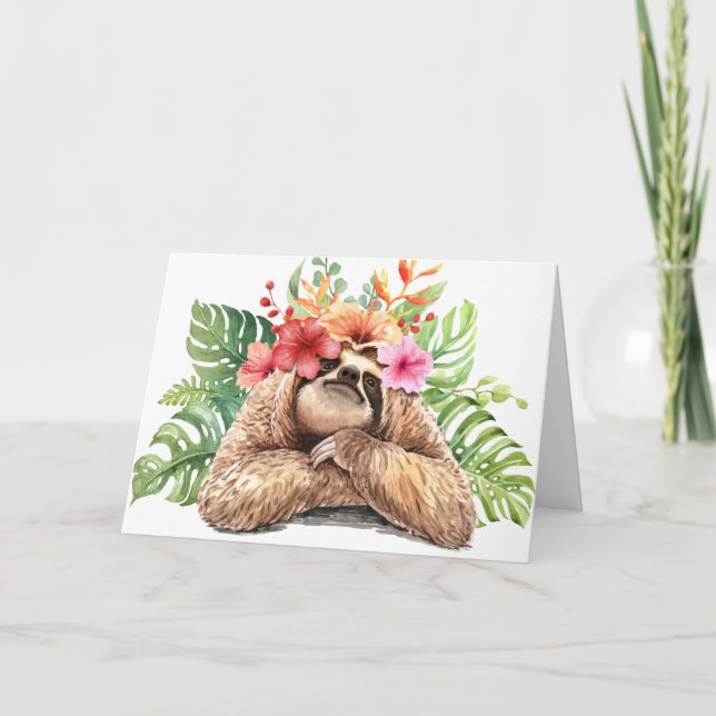 Carte Ajouter votre texte à l'intérieur | Fleur tropical (Devant)