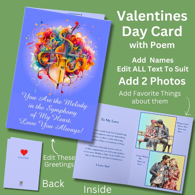 Carte Ajoutez 2 photos, Vous êtes la mélodie de ma Saint (Créateur téléchargé)