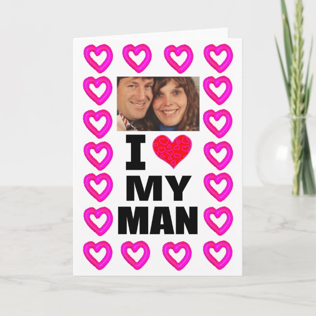 Carte Ajoutez votre photo J'aime mon homme (Devant)