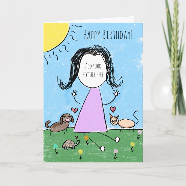 Carte Ajoutez votre propre image | Dessin Bon Anniversai (Devant)
