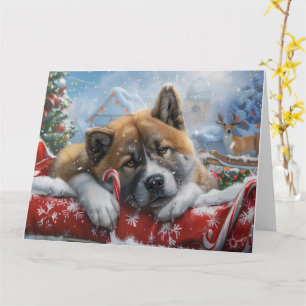 Carte Akita Chien Festive de Noël