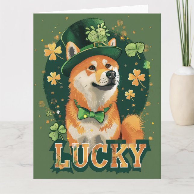 Carte Akita Chien St. Patrick's Day (Devant)