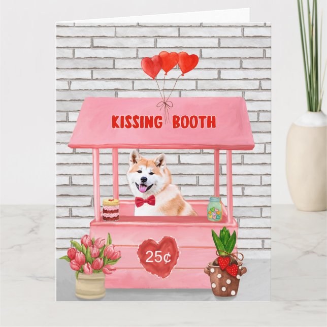 Carte Akita Chien Valentine's Day Kissing Booth (Devant)