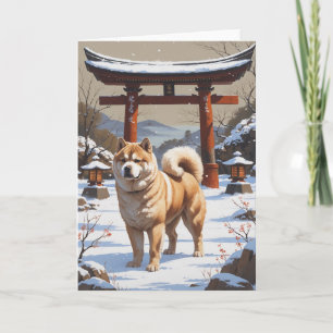 Carte Akita dans un paysage hivernal japonais Art tradit