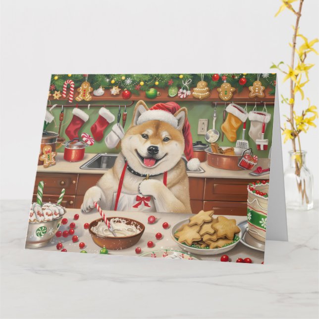 Carte Akita gâteaux de fêtes : Noël festif (Fleur jaune)