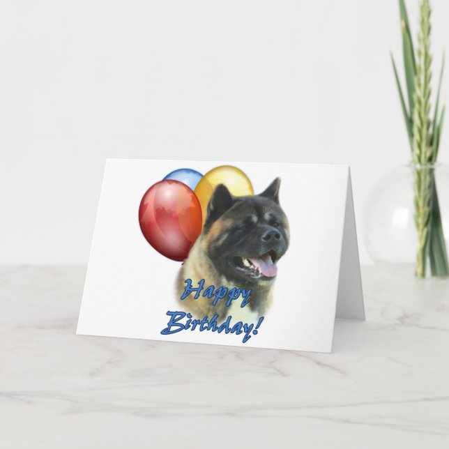 Carte Akita Joyeux Ballons d'anniversaire (Devant)