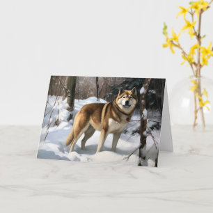Carte Akita Laissez tomber la neige Noël