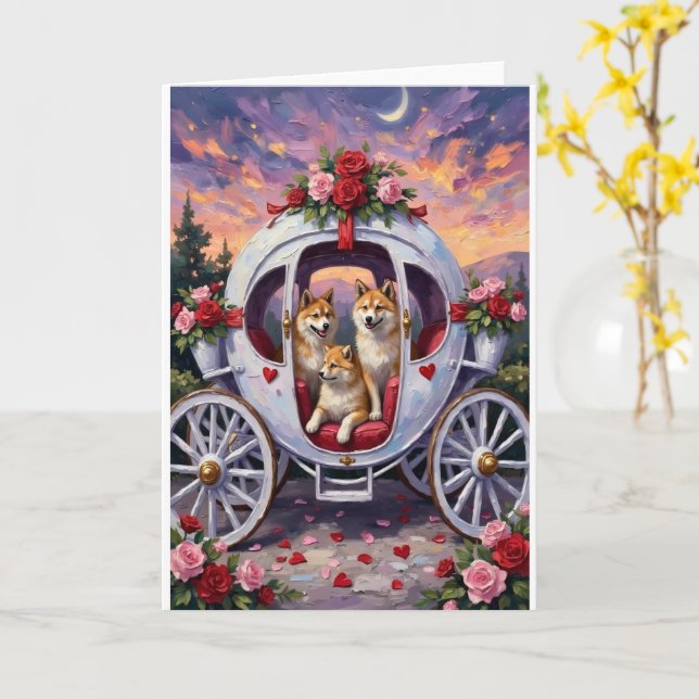 Carte Akita Saint-Valentin (Fleur jaune)