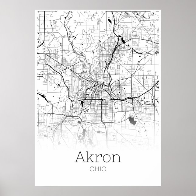 Carte Akron - Ohio - Poster de la carte de la vill (Devant)