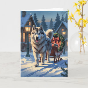 Carte Alaskan Malamute Chien Noël Salutation