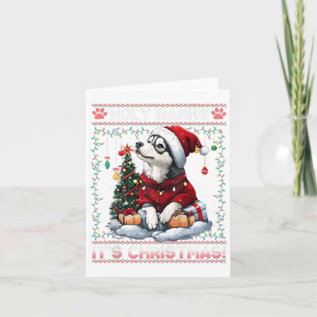Carte Alaskan Malamute Décorations d'arbre de Noël Chien (Devant)