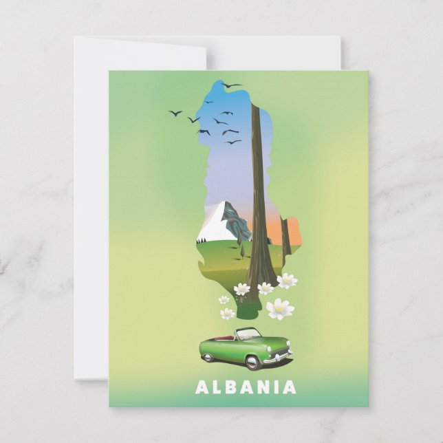 Carte Albanie Affiche illustrée de voyage (Devant)