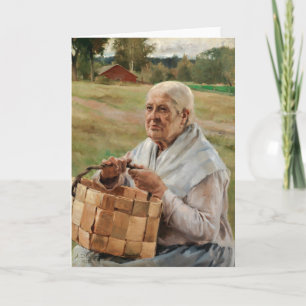 Carte Albert Edelfeel - Vieille femme avec panier à pinc