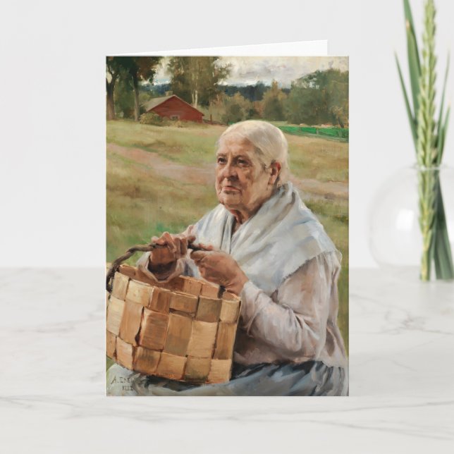 Carte Albert Edelfeel - Vieille femme avec panier à pinc (Devant)