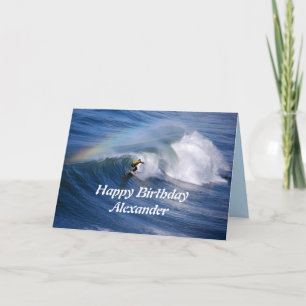 Carte Alexander Happy Birthday Surfer Avec Arc En Ciel