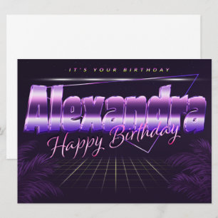 Carte Alexandra Nom Prénom lila retro