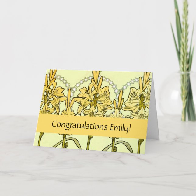 Carte Alfonse Mucha Art Nouveau Lily motif floral (Devant)