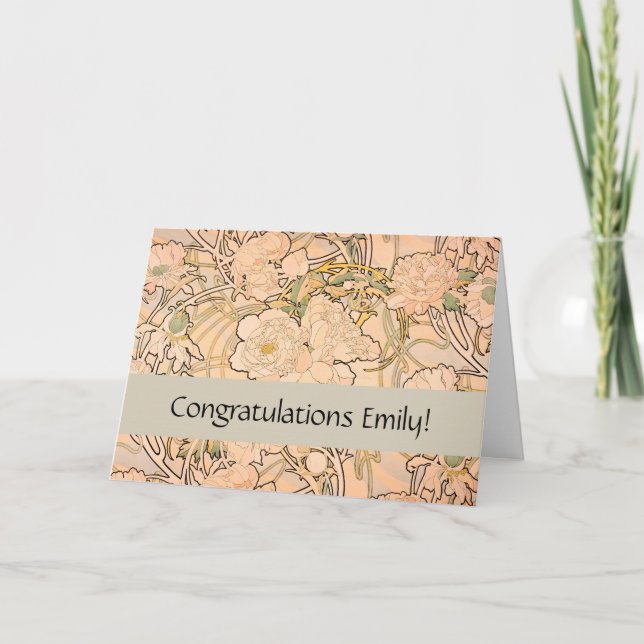 Carte Alfonse Mucha Art Nouveau Peonies (Devant)