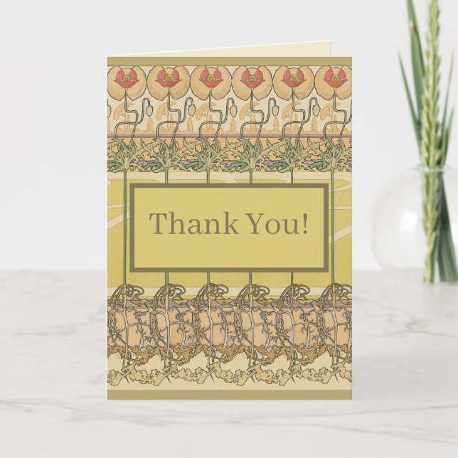 Carte Alfonse Mucha Poppies Art Nouveau Floral Wallpaper (Devant)