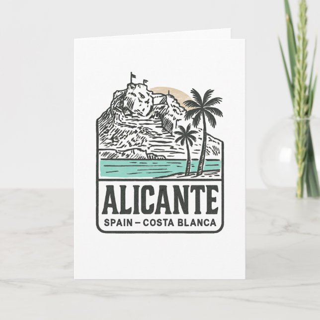 Carte Alicante Sketch Santa Bárbara Castle Costa Blanca  (Devant)