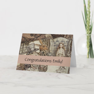 Carte Alice Anniversaire Non-Anniversaire Lapin Chapeaut