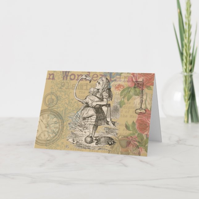 Carte Alice au pays des merveilles Flamant rose classiqu (Devant)