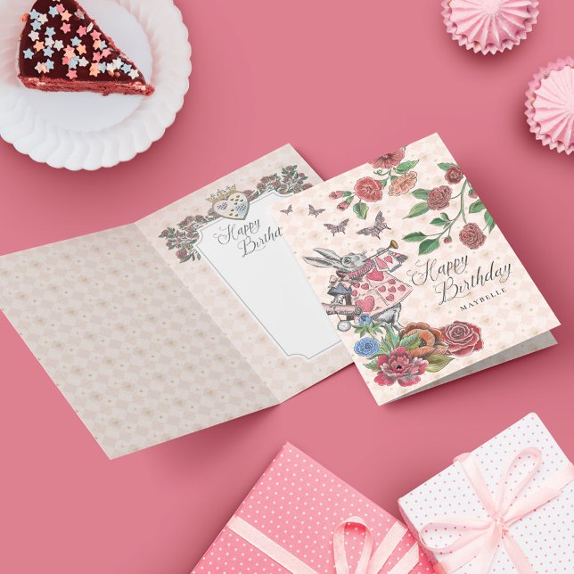 Carte Alice au pays des merveilles Lapin blanc Joyeux an (Créateur téléchargé)