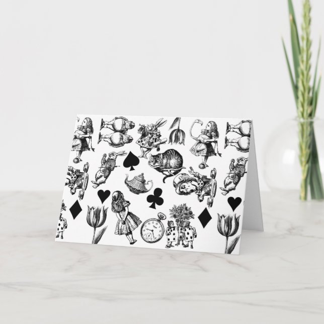 Carte Alice Lapin Blanc Pays des Merveilles Classique (Devant)