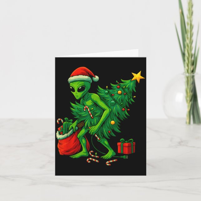 Carte Alien Christmas Tree Lights Xmas Boys Men  (Devant)