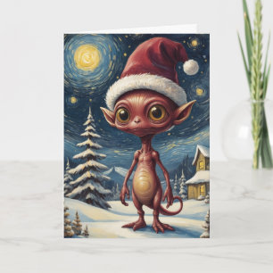 Carte Alien de nuit étoilé Noël Fêtes personnalisées