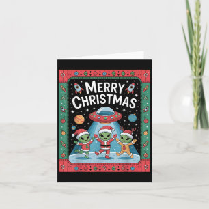 Carte Alien drôle Trio Joyeux Noël laid Santa Hat Gi