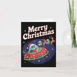 Carte Alien drôle Trio Joyeux Noël laid Santa Hat Gi