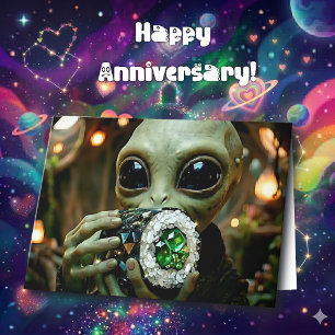 Carte Alien & Jeux de mots sur les Sushi Joyeux Annive