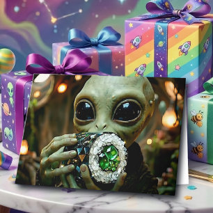 Carte Alien & Jeux de mots sur les sushis Riz et Joyeu